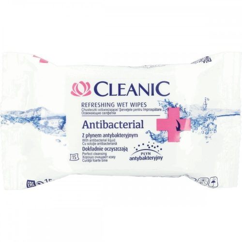 Cleanic Antibacterial törlőkendő, 15 db