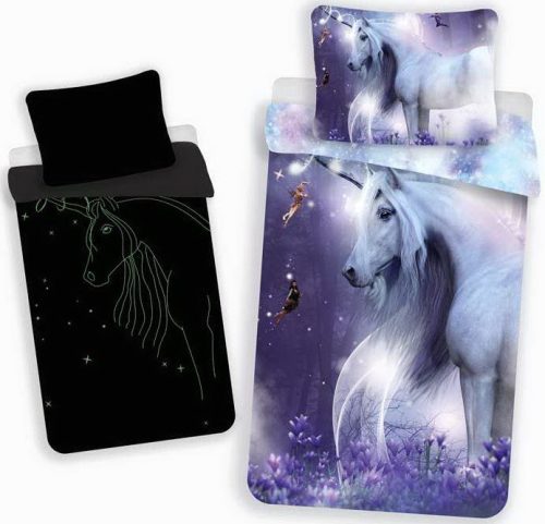 Sötétben világító ágyneműhuzat Unicorn, Unikornis 140×200cm, 70x90cm