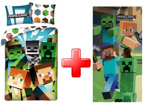 Minecraft ágyneműhuzat és törölköző szett