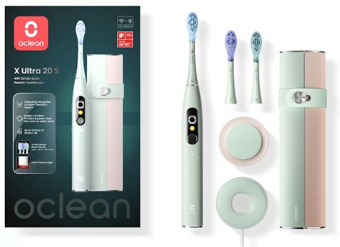 Oclean X Ultra 20 S okos szónikus elektromos fogkefe, zöld