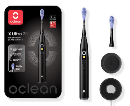 Oclean X Ultra 20 okos szónikus elektromos fogkefe, fekete