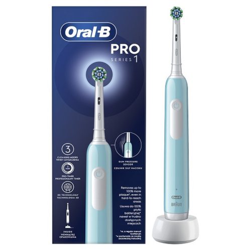 Oral-B Pro1 felnőtt elektromos fogkefe, világoskék+ útitok