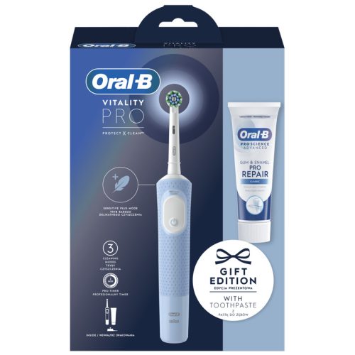 Oral-B Vitality Pro X Clean felnőtt elektromos fogkefe, kék + ajándék fogkrém