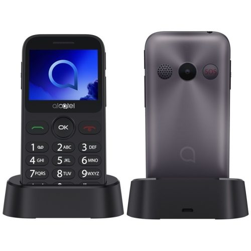 Alcatel 2019G nagygombos mobiltelefon, kártyafüggetlen, fm rádiós, fekete-szürke