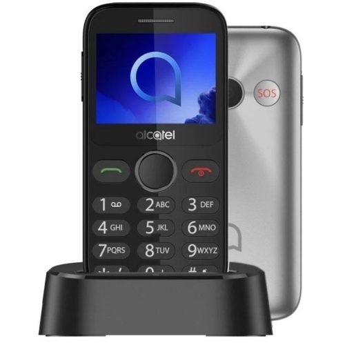 Alcatel 2020X nagygombos kártyafüggetlen mobiltelefon vészhívóval, ezüst