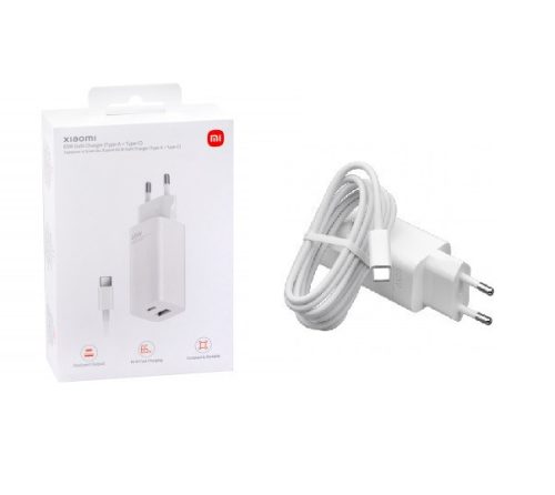 Xiaomi BHR5515GL gyári hálózati fehér töltőfej Type-C - Type-C adatkábellel, 5A, 65W