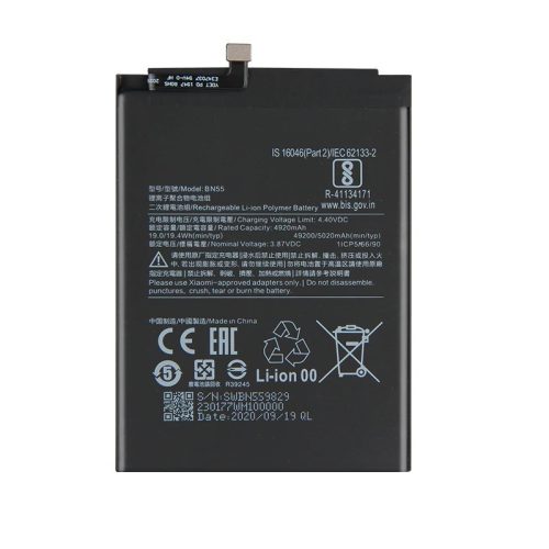 Xiaomi BN55 gyári akkumulátor Li-Ion 5020mAh (Redmi Note 9S)