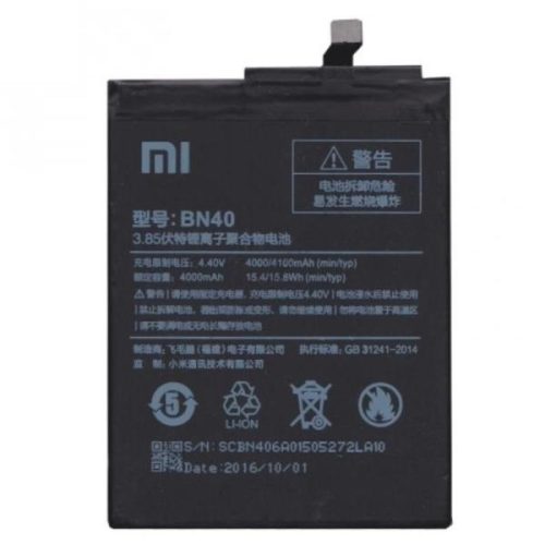 Xiaomi BN40 gyári akkumulátor 4100mAh (Redmi 4 Prime)