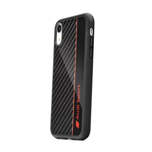 Eredeti AUDI szénszálas prémium tok iPhone XS Max okostelefonhoz, fekete