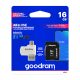 Goodram 16GB micro SD Class 10 memóriakártya adapterrel, kártyaolvasóval (M1A4-0160R12)
