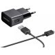 Samsung gyári hálózati fekete gyorstöltő 2A, 10W + USB - MicroUSB adatkábel, 1m